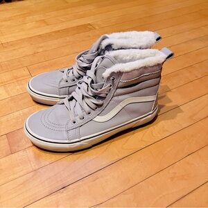 Vans Sk8-HI Faux Fur Lined Grey and White Sneakers